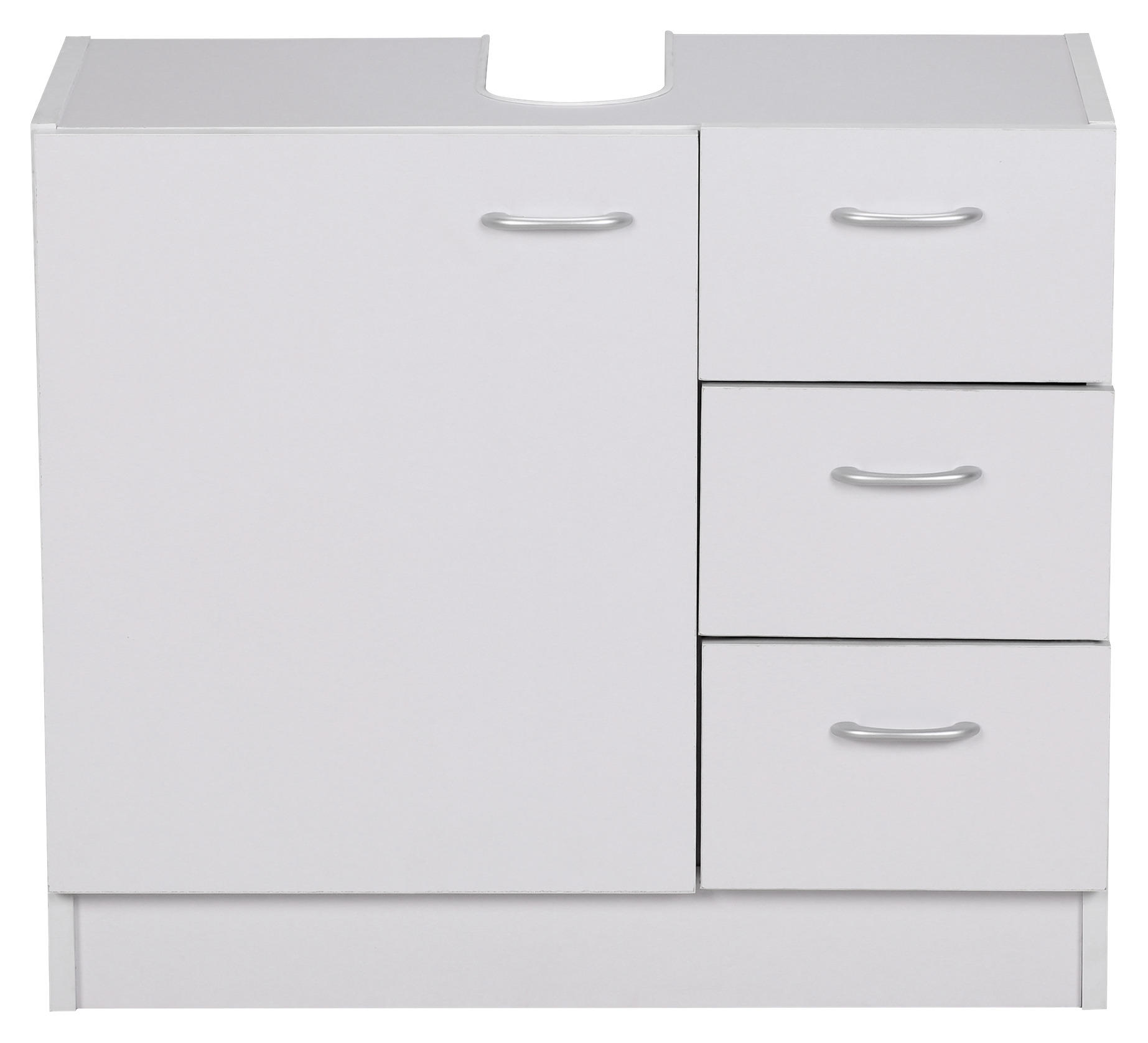 WASCHBECKENUNTERSCHRANK 63/54/30 cm  - Weiss/Silberfarben, Basics, Holzwerkstoff/Kunststoff (63/54/30cm) - MID.YOU