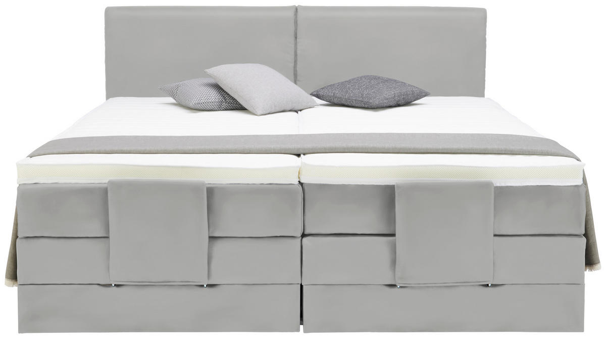 BOXSPRINGBETT 180/200 cm  in Hellgrau  - Hellgrau/Schwarz, Design, Kunststoff/Textil (180/200cm) - Hom`in