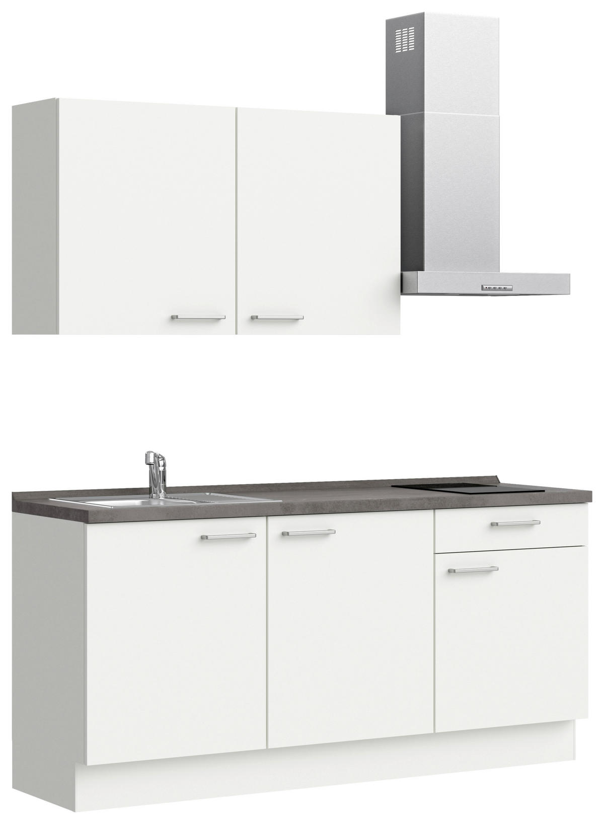 KÜCHENBLOCK 180 cm   in Weiß, Schieferfarben  - Schieferfarben/Edelstahlfarben, MODERN, Holzwerkstoff/Metall (180cm) - Nobilia