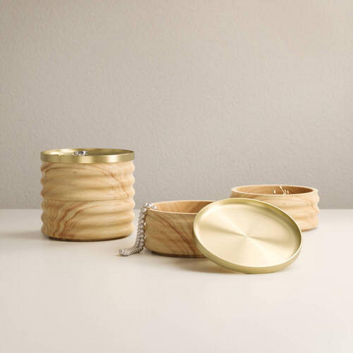SCHMUCKSCHATULLE - Messingfarben/Kernbuche, KONVENTIONELL, Holz/Metall (12.7/11.7/12cm) - Umbra