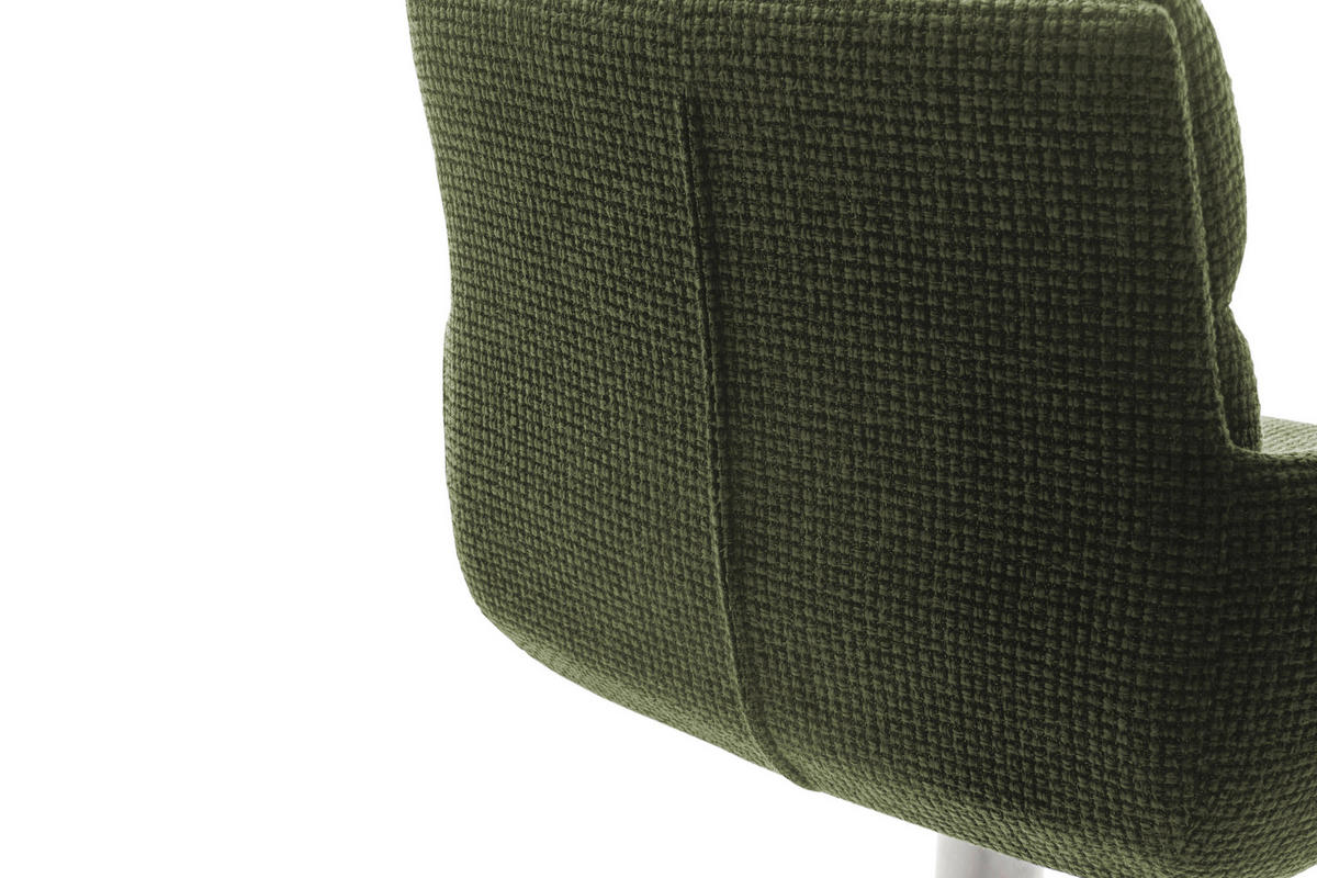 BARHOCKER in Metall, Textil Edelstahlfarben, Olivgrün  - Edelstahlfarben/Olivgrün, Design, Textil/Metall (54/84/52cm) - Dieter Knoll