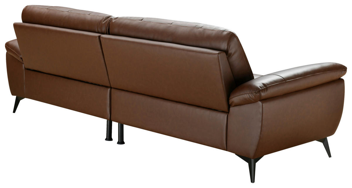 ECKSOFA in Lederlook Echtleder Braun   - Schwarz/Braun, Design, Leder/Textil (266/86/120cm) - MID.YOU