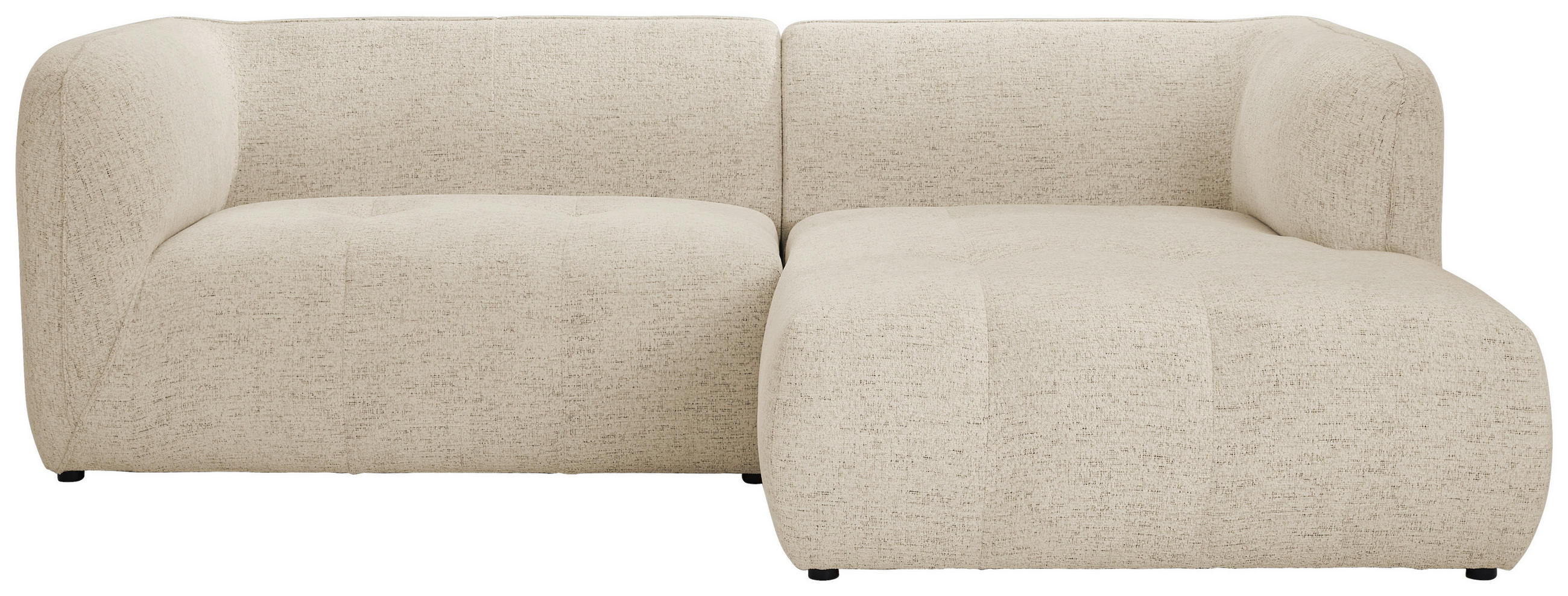 ECKSOFA Sandfarben Chenille  - Sandfarben/Schwarz, KONVENTIONELL, Kunststoff/Textil (255/164cm) - Ambia Home
