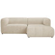 ECKSOFA  in Chenille Sandfarben  255/164 cm  - Sandfarben/Schwarz, KONVENTIONELL, Kunststoff/Textil (255/164cm) - Carryhome