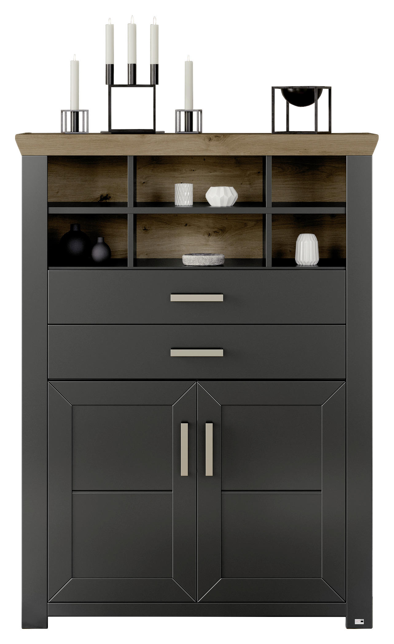 HIGHBOARD  in 104,5/142,6/42,2 cm  - Graphitfarben/Eiche Artisan, Design, Holzwerkstoff/Metall (104,5/142,6/42,2cm) - SetOne by Musterring