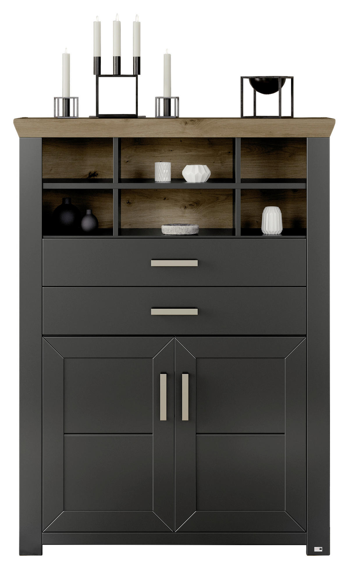 HIGHBOARD  in 104,5/142,6/42,2 cm  - Graphitfarben/Eiche Artisan, Design, Holzwerkstoff/Metall (104,5/142,6/42,2cm) - SetOne by Musterring