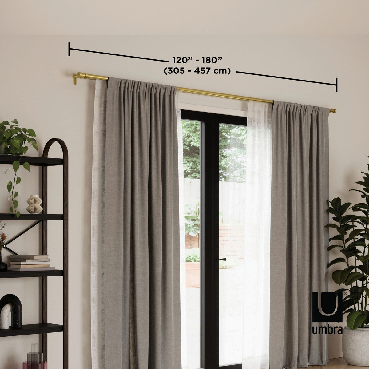 TYČ NA ZÁVĚSY  460 cm - barvy mosazi, Konvenční, kov (460cm) - Umbra
