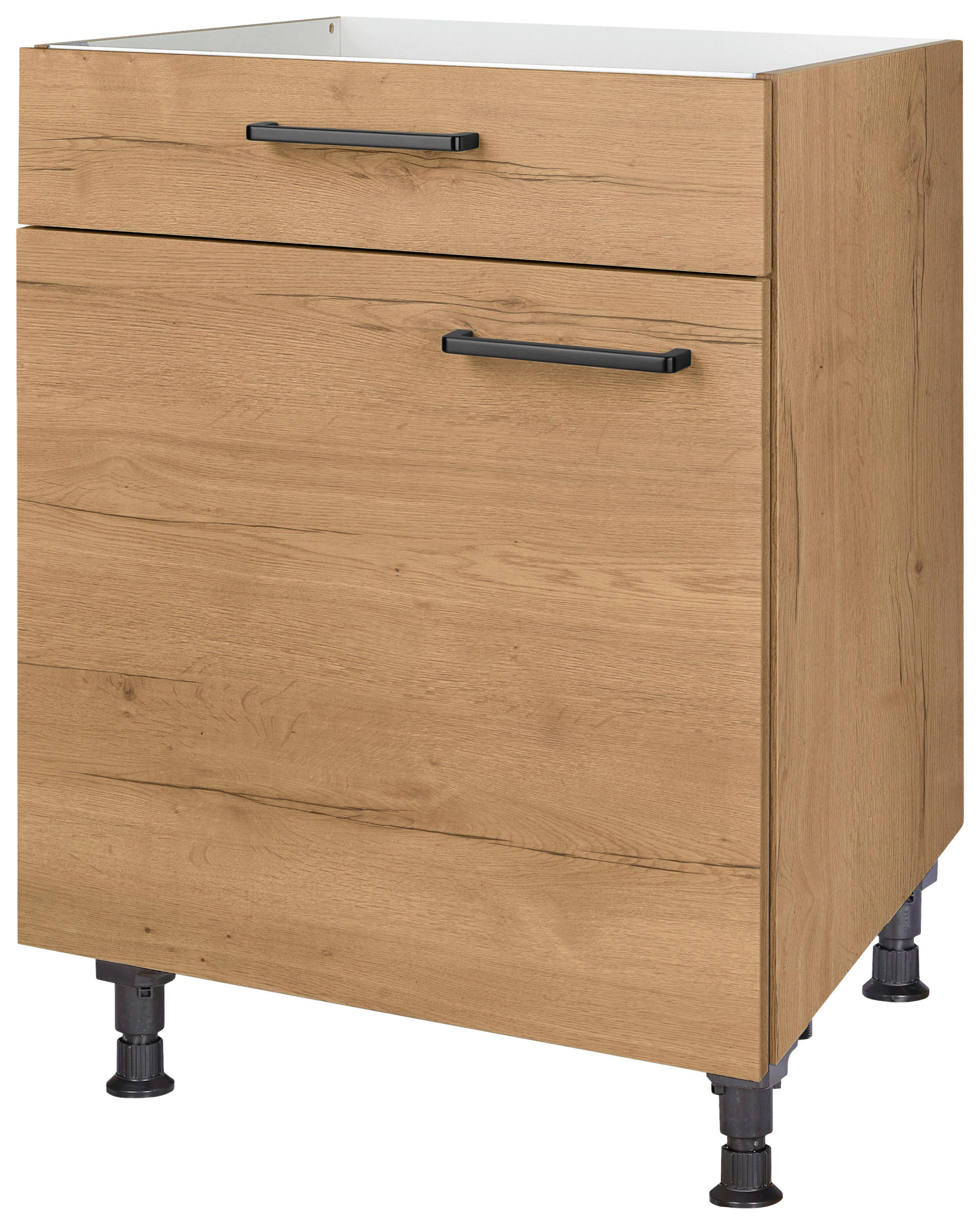 KOCHFELDUMBAUSCHRANK 60/87/56 cm  in Eichefarben  - Eichefarben/Schwarz, MODERN, Holzwerkstoff/Metall (60/87/56cm) - Nobilia