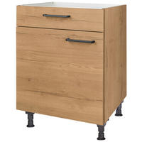 KOCHFELDUMBAUSCHRANK 60/87/56 cm  in Eichefarben  - Eichefarben/Schwarz, MODERN, Holzwerkstoff/Metall (60/87/56cm) - Nobilia