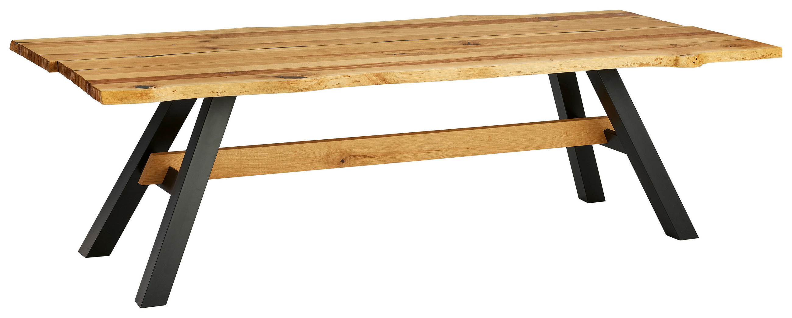 ESSTISCH in Holz 220/100/76 cm  - Eichefarben/Schwarz, Design, Holz/Metall (220/100/76cm) - Linea Natura