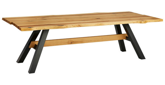 ESSTISCH in Holz 220/100/76 cm - Eichefarben/Schwarz, Design, Holz/Metall (220/100/76cm) - Linea Natura