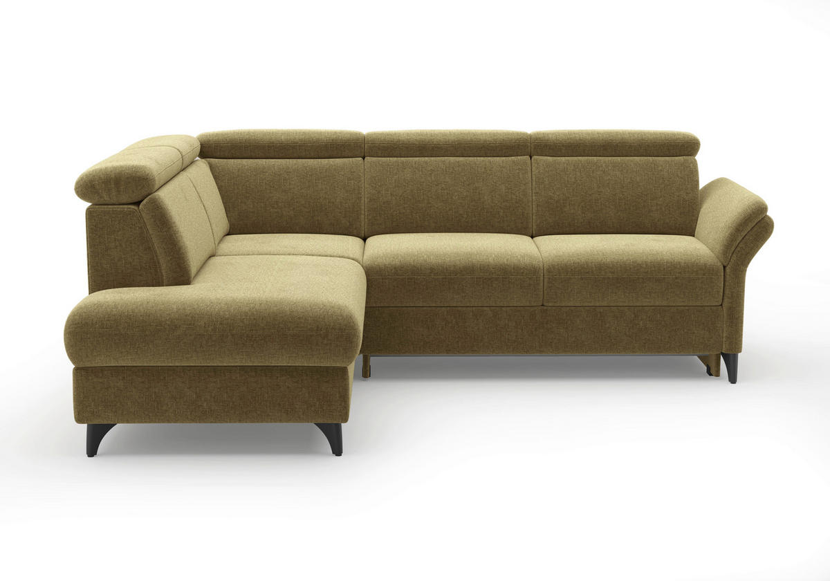 ECKSOFA GLENDALE E Olivgrün Flachgewebe  - Schwarz/Olivgrün, KONVENTIONELL, Textil/Metall (193/247cm) - Sit & More