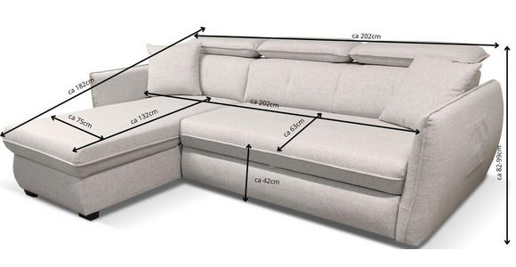 ECKSOFA in Flachgewebe Greige - Greige/Schwarz, MODERN, Kunststoff/Textil (182/237cm) - Carryhome