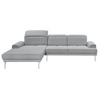 ECKSOFA Grau Flachgewebe  - Chromfarben/Grau, Design, Textil/Metall (193-220/288cm) - Musterring