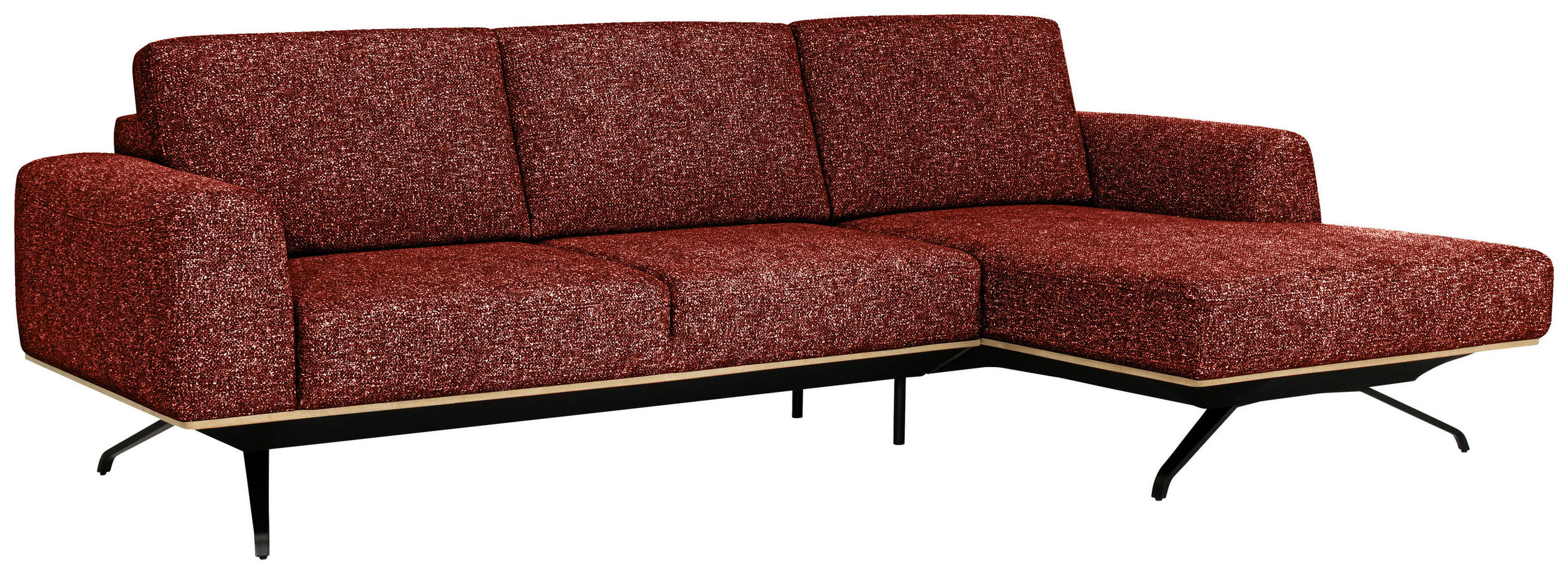 ECKSOFA Rostfarben Struktur  - Rostfarben/Schwarz, Design, Textil/Metall (262/157cm) - Novel