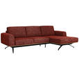 ECKSOFA in Struktur Rostfarben  262/157 cm  - Rostfarben/Schwarz, Design, Textil/Metall (262/157cm) - Novel