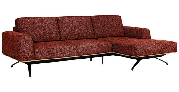 ECKSOFA in Struktur Rostfarben  262/157 cm  - Rostfarben/Schwarz, Design, Textil/Metall (262/157cm) - Novel