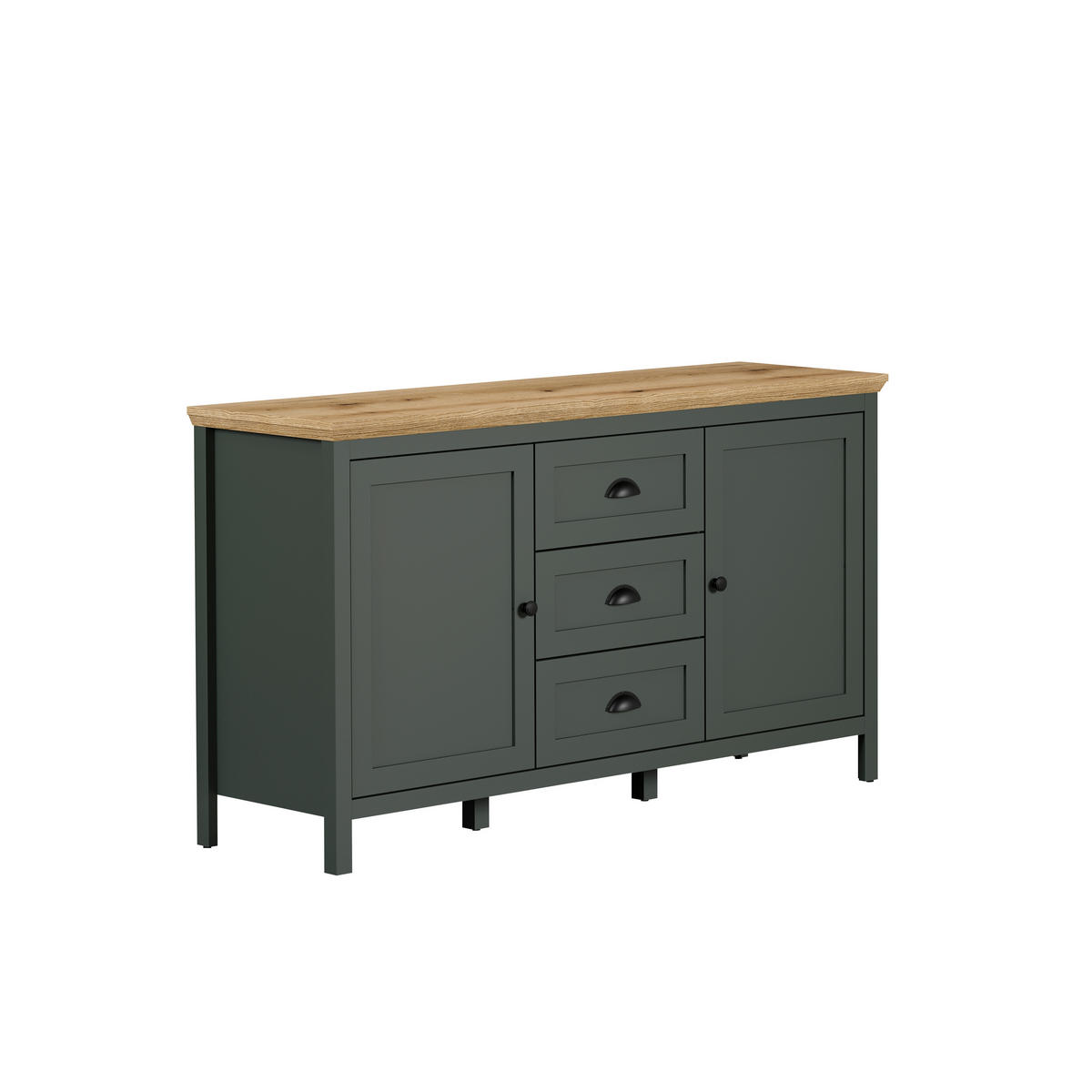 SIDEBOARD STANTON 146/86/45 cm 3 Schublade(n)  - Waldgrün/Schwarz, Design, Holzwerkstoff/Kunststoff (146/86/45cm) - MID.YOU