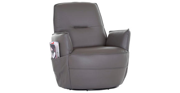 XXL-SESSEL - Dunkelgrau, Design, Leder/Metall (83/90/85cm) - Landscape