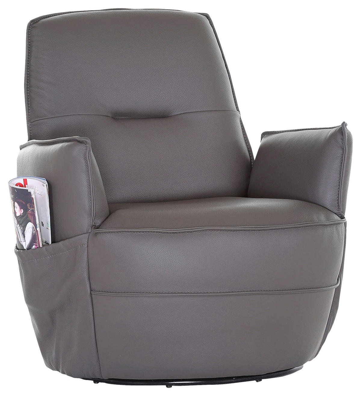 XXL-SESSEL Dunkelgrau  - Dunkelgrau, Design, Leder/Metall (83/90/85cm) - Landscape