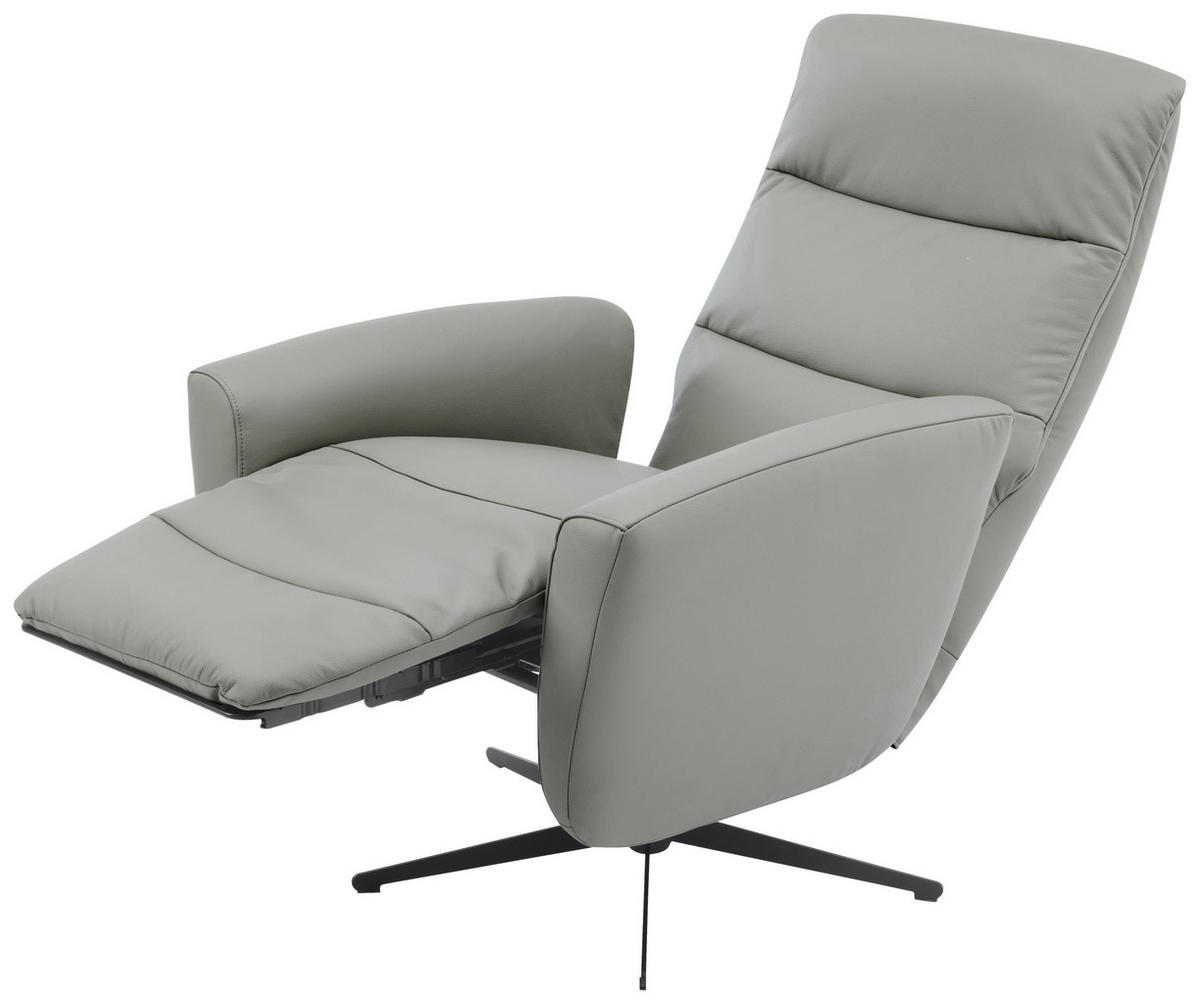 RELAXAČNÉ KRESLO, textil, koža, sivá - čierna/sivá, Design, kov/koža (76/104/77cm) - Livetastic