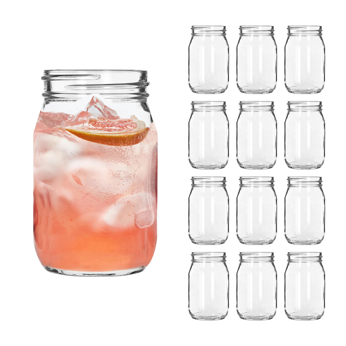 GLÄSERSET DRINKING JARS  12-teilig  - Klar, Basics, Glas (8/13cm)