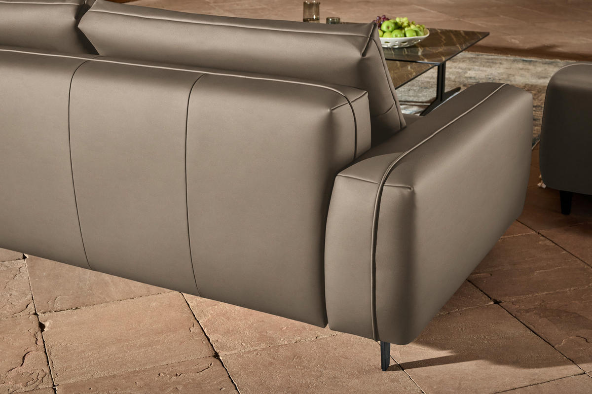 3-SITZER-SOFA  in Echtleder Hellbraun   - Hellbraun/Anthrazit, Design, Leder/Metall (230/70/109cm) - Johann Jakob