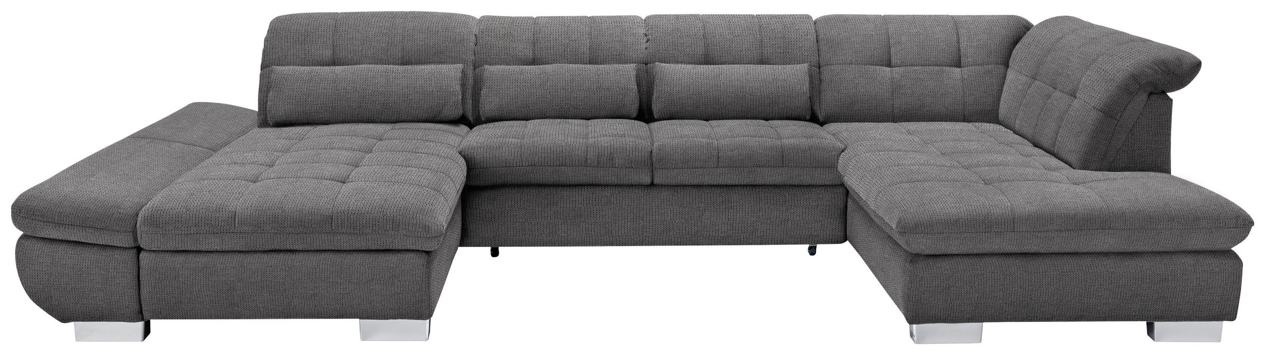WOHNLANDSCHAFT in Mikrofaser Grau  - Chromfarben/Grau, Design, Kunststoff/Textil (204/350/211cm) - Xora
