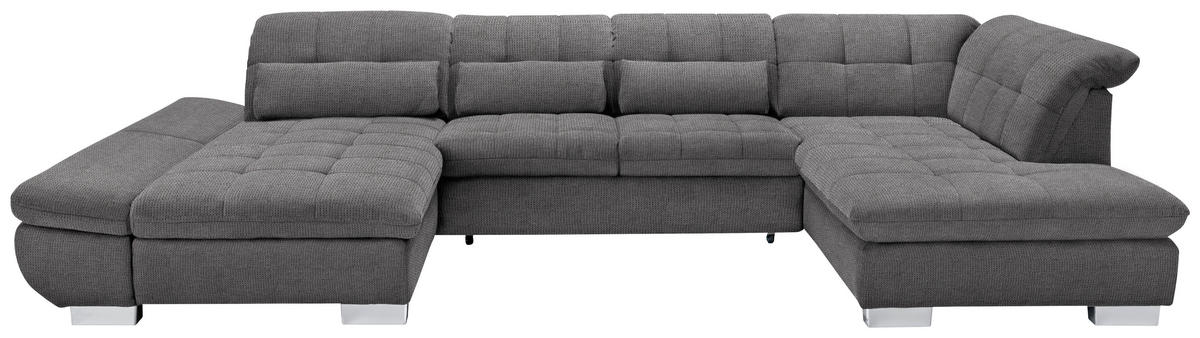 WOHNLANDSCHAFT in Mikrofaser Grau  - Chromfarben/Grau, Design, Kunststoff/Textil (204/350/211cm) - Xora