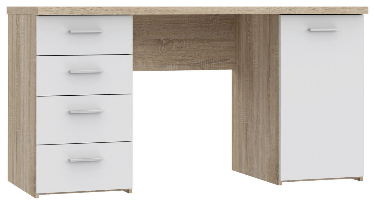 ÍRÓASZTAL 145/76.3/60 cm  - Sonoma tölgy/fekete, Basics, műanyag/faalapú anyag (145/76.3/60cm) - Xora