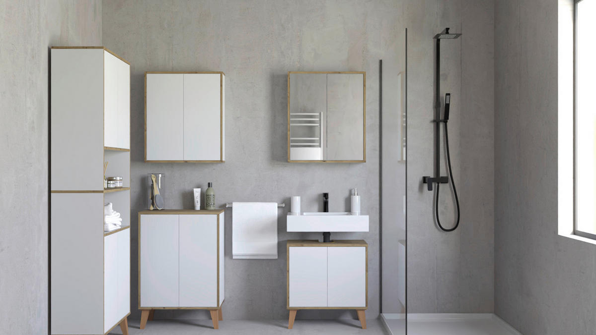 HÄNGESCHRANK 60/63/32,5 cm  - Weiß/Eiche Artisan, MODERN, Holzwerkstoff/Kunststoff (60/63/32,5cm) - MID.YOU