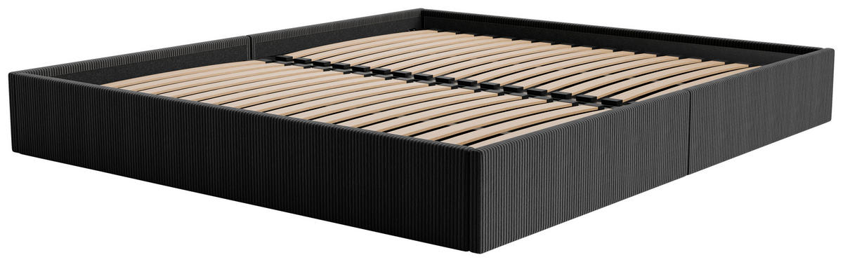 POLSTERBETT 240/200 cm,  in Schwarz, Lattenrost, Bettkasten,  - Schwarz, Design, Holz/Textil (240/200cm) - Boxxx