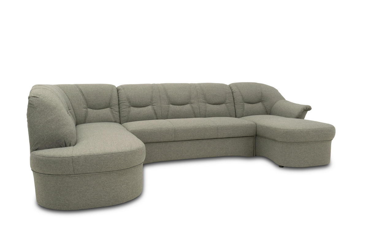 WOHNLANDSCHAFT Graubraun Mikrofaser  - Graubraun/Schwarz, KONVENTIONELL, Kunststoff/Textil (180/295/146cm) - MID.YOU