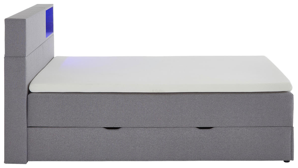 BOXSPRINGBETT 120/200 cm  in Hellgrau  - Hellgrau/Schwarz, Design, Holz/Textil (120/200cm) - Xora