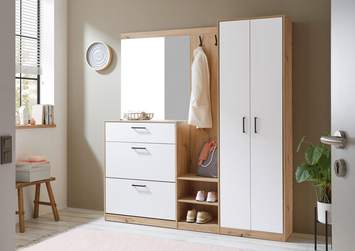 GARDEROBE  in 180/195/38 cm  - Weiß/Eiche Artisan, Basics, Holzwerkstoff (180/195/38cm) - Xora