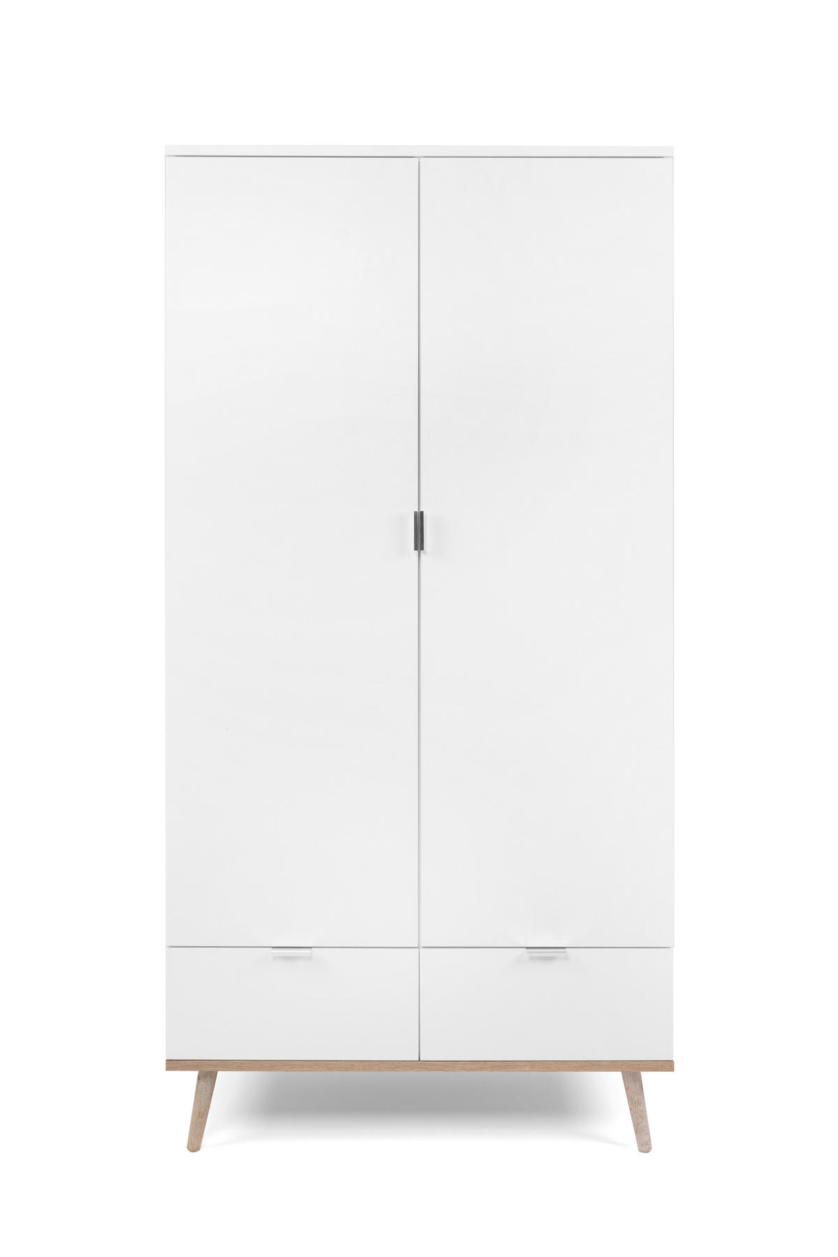 DREHTÜRENSCHRANK  in Weiß, Eichefarben  - Eichefarben/Silberfarben, Design, Holzwerkstoff/Metall (90/180/55cm) - MID.YOU