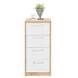 KOMMODE , 38/84/36 cm, 4 Schublade(n)  - Silberfarben/Eiche Wotan, Basics, Holzwerkstoff/Kunststoff (38/84/36cm) - Xora