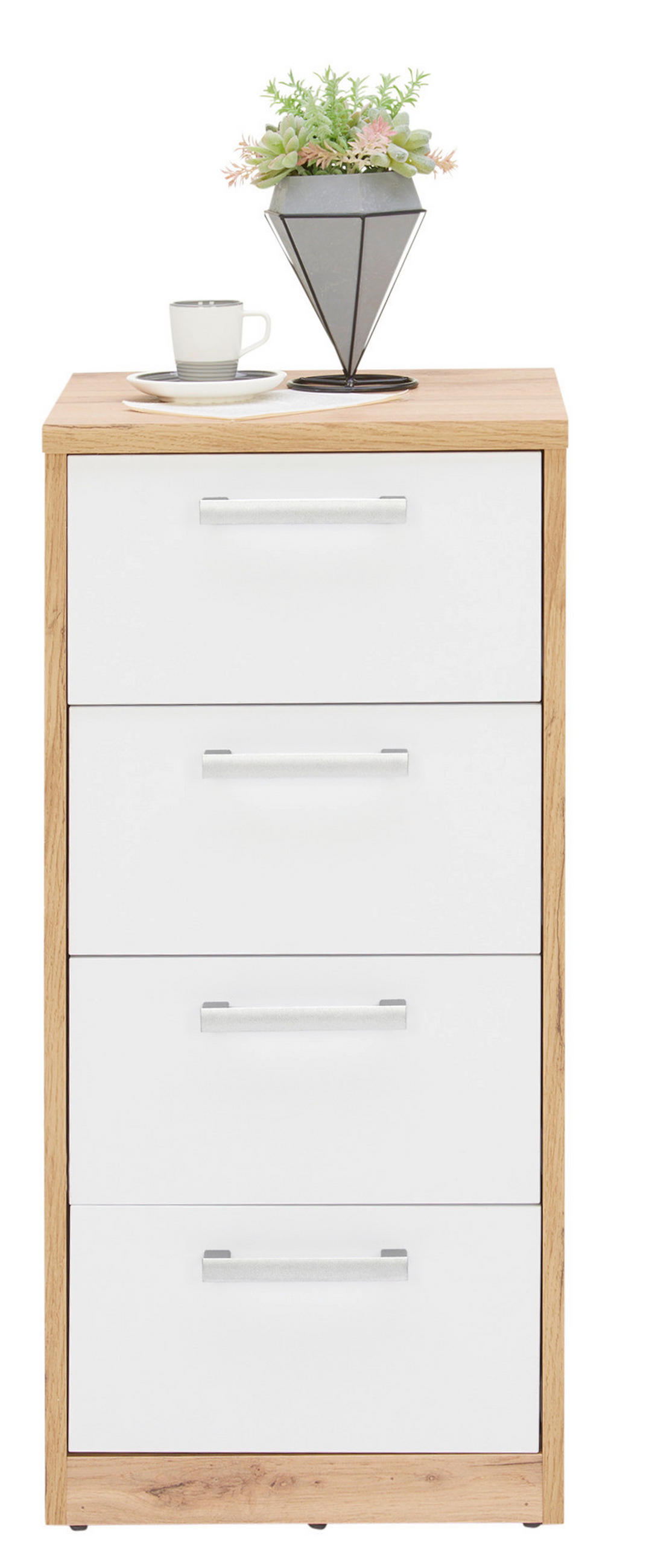 KOMMODE  in 38/84/36 cm  - Silberfarben/Eiche Wotan, KONVENTIONELL, Holzwerkstoff/Kunststoff (38/84/36cm) - Xora