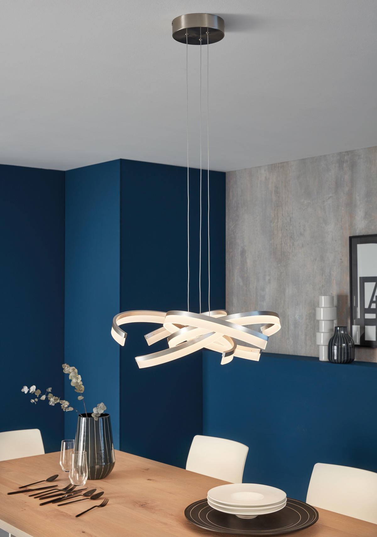 LED-HÄNGLAMPA SUND 53 cm  - nickelfärgad, Design, metall (53cm) - Fischer & Honsel