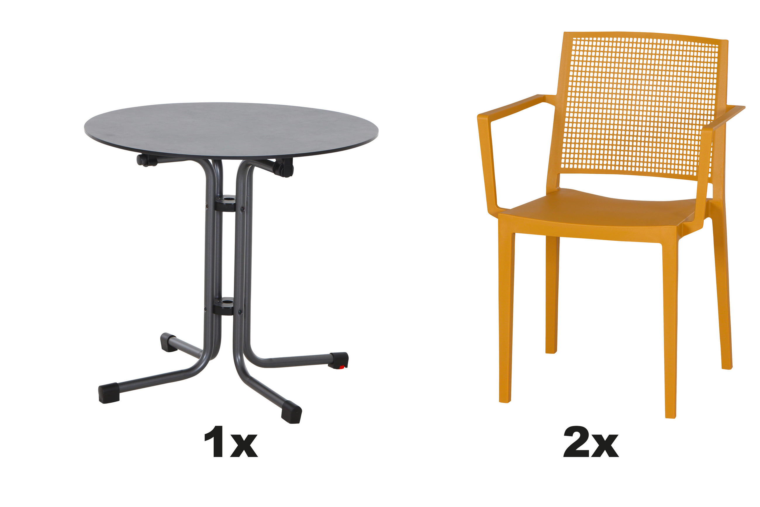 GARTENGARNITUR 3-teilig Stahl  - Anthrazit/Gelb, Basics, Kunststoff/Metall (80/80/80cm) - Siena Garden