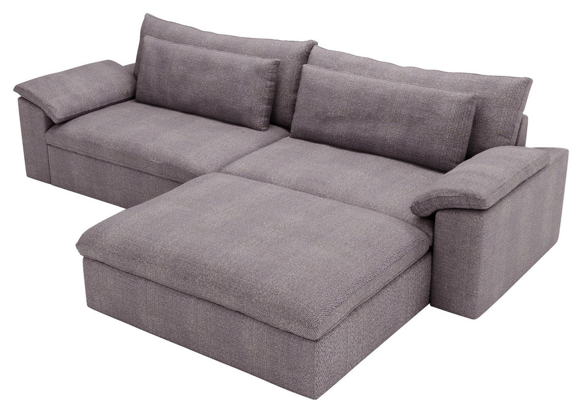 ECKSOFA  in Webstoff Grau, Lila  306/198 cm  - Lila/Schwarz, MODERN, Kunststoff/Textil (306/198cm) - Carryhome