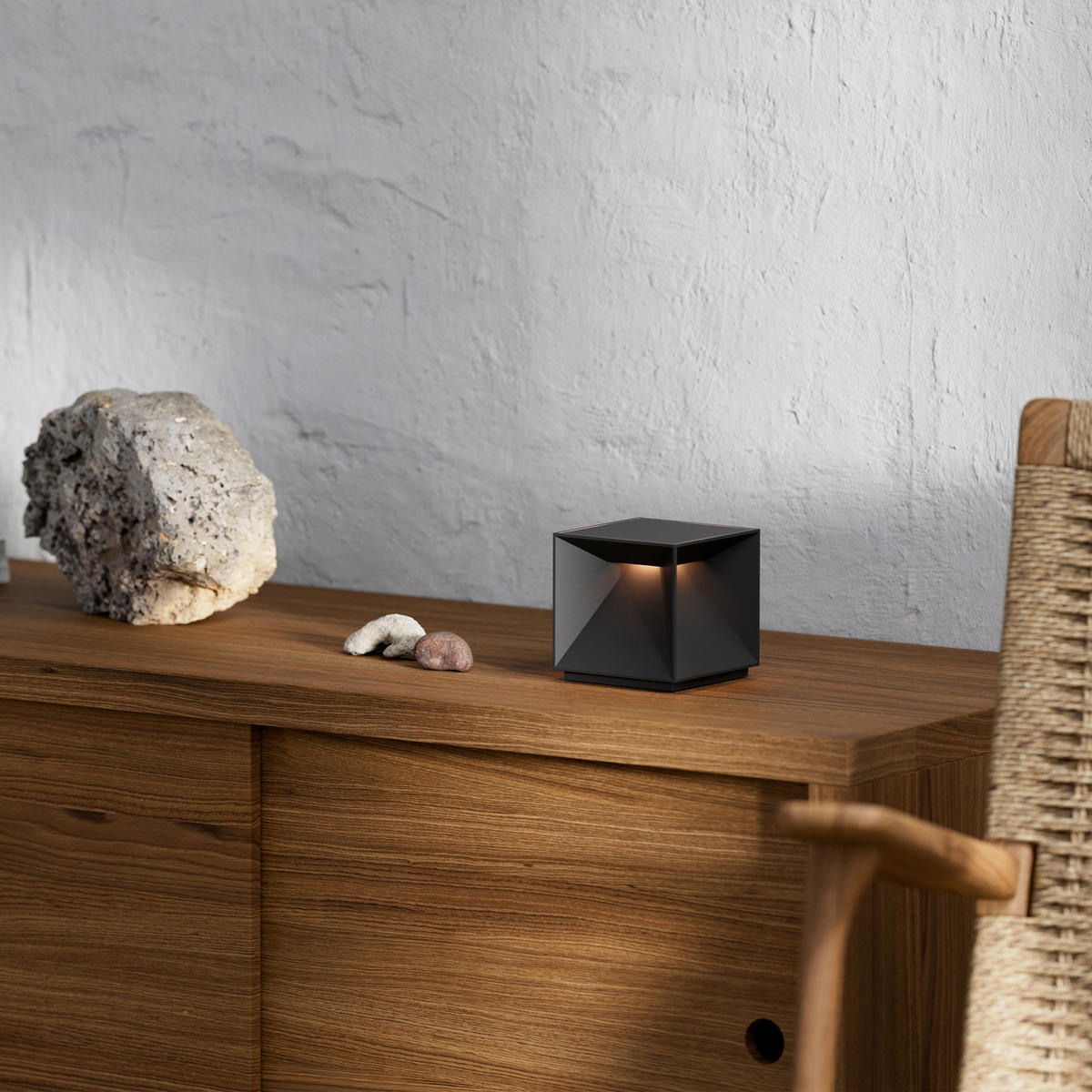 AKKU-TISCHLEUCHTE Nutalis 10/10/10 cm   - Schwarz, Design, Metall (10/10/10cm)