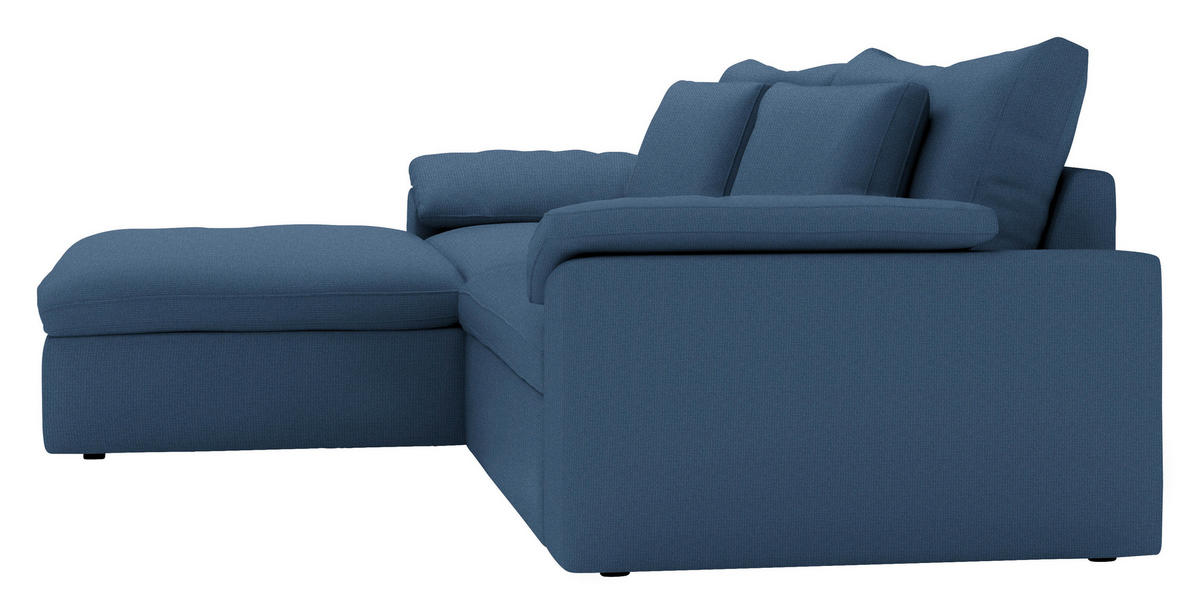 ECKSOFA  Chenille Dunkelblau  - Schwarz/Dunkelblau, Modern, Kunststoff/Textil (198/306cm) - Carryhome