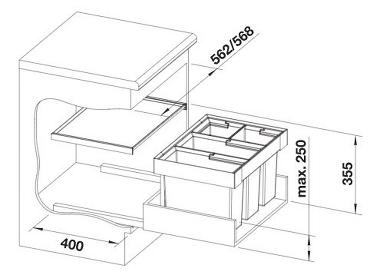 ABFALLSAMMLER 42 L  - Edelstahlfarben/Anthrazit, Basics, Kunststoff/Metall (56,8/37,1/40cm) - Blanco