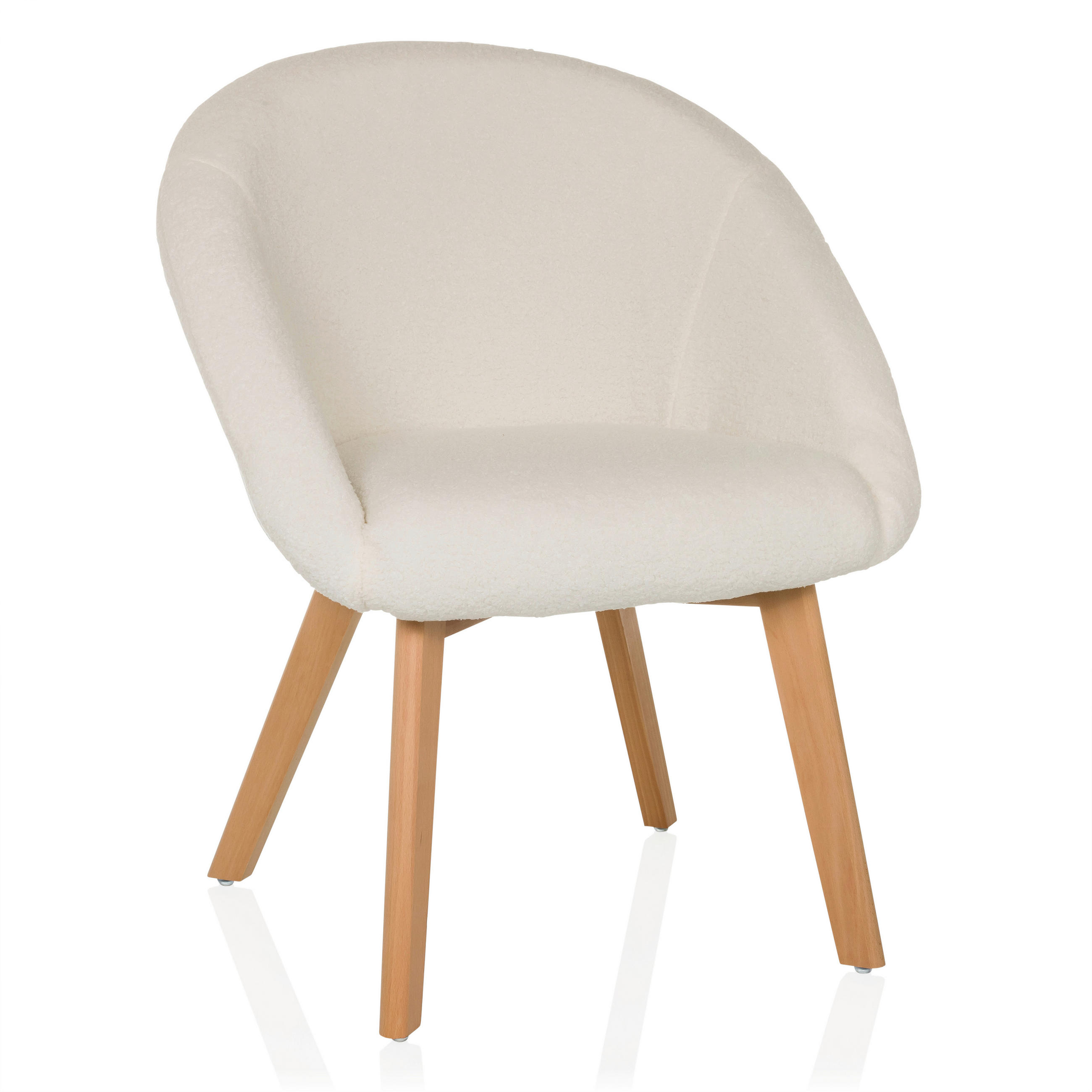 ARMLEHNSTUHL  in Bouclé  - Buchefarben/Weiß, MODERN, Holz/Textil (68/85/62cm) - MID.YOU