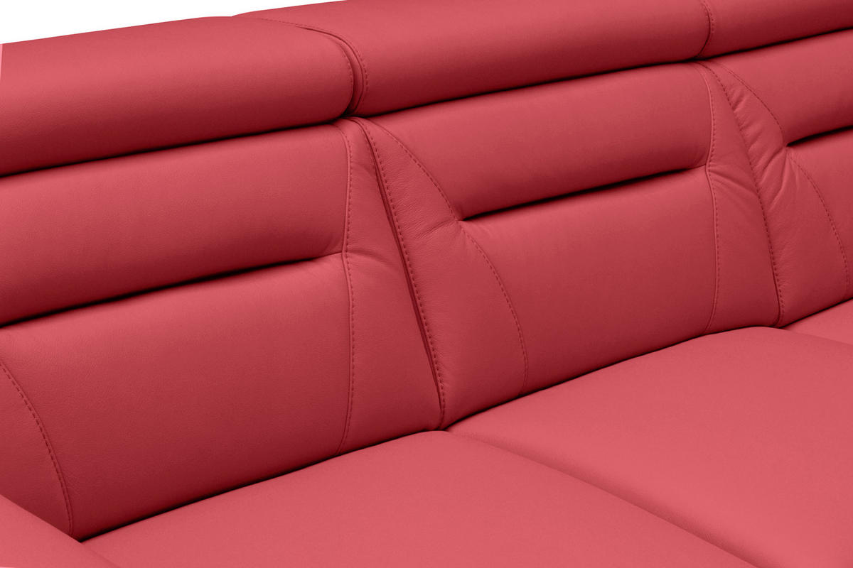 ECKSOFA Lederlook Echtleder Rot  - Wengefarben/Rot, Design, Leder/Holz (260/260cm) - Celina Home