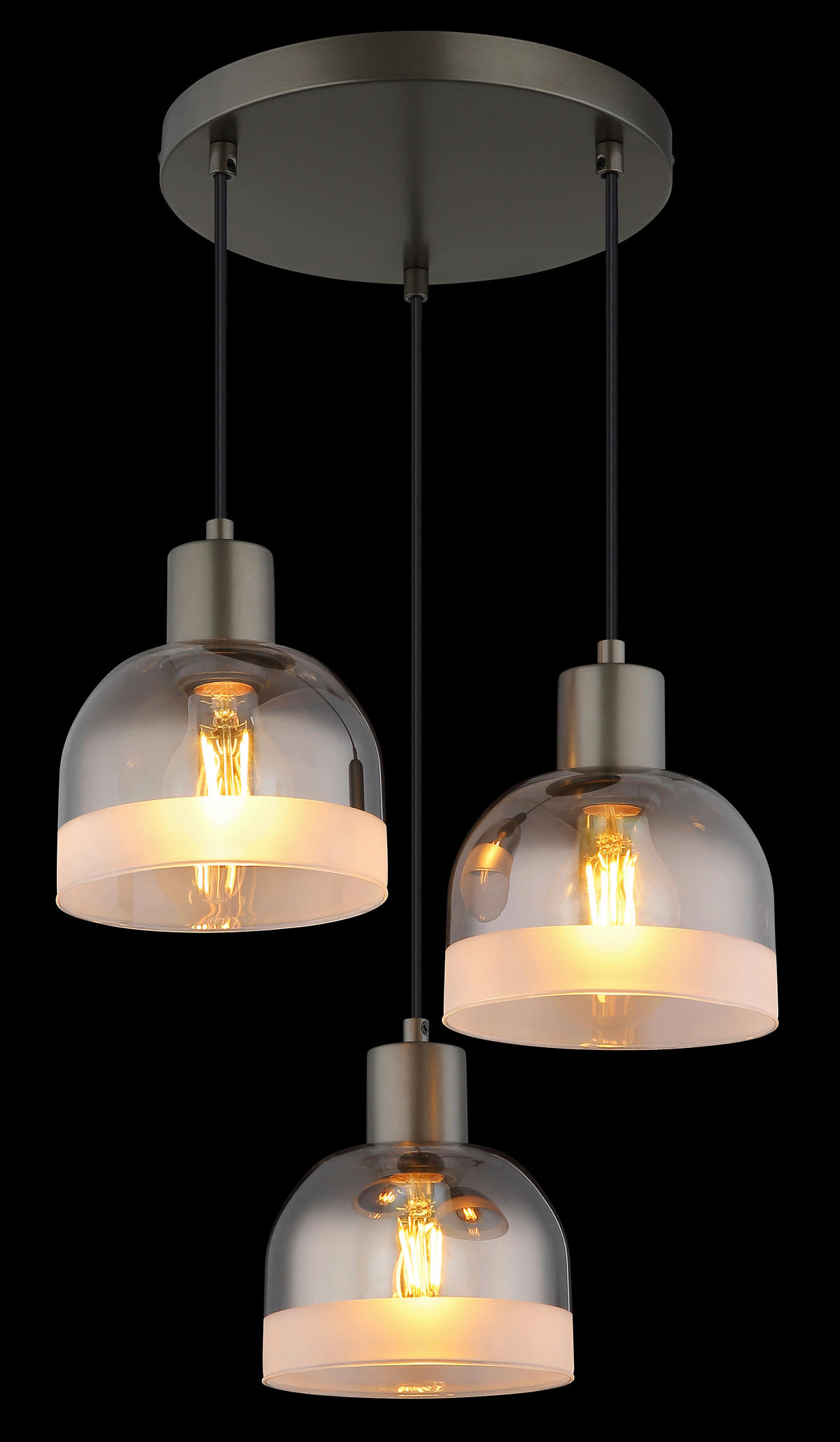 HÄNGELEUCHTE Kairo 33/150 cm  - Chromfarben/Schwarzchrom, Design, Glas/Kunststoff (33/150cm) - Globo