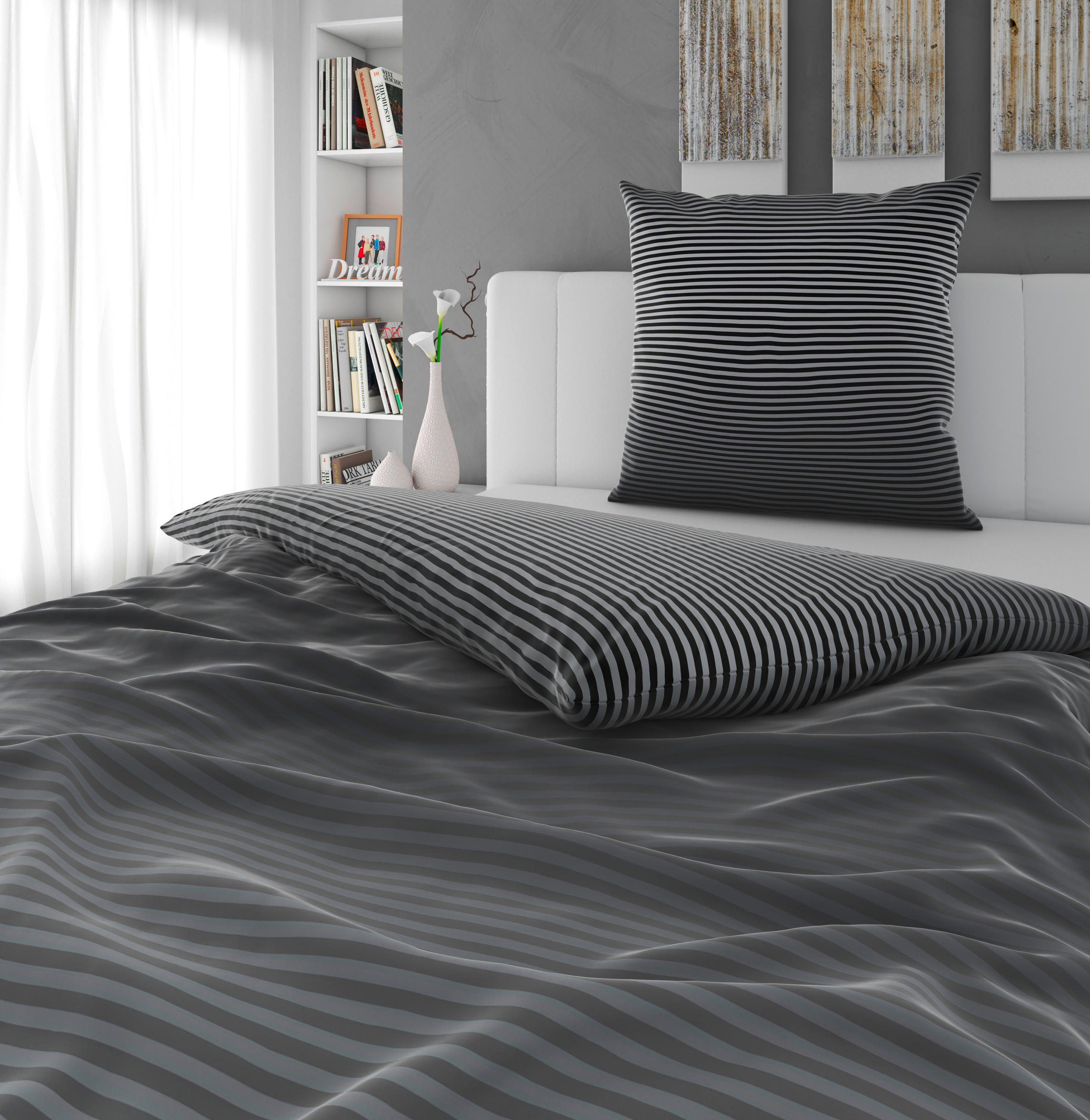 BETTWÄSCHE Satin 155/220 cm  - Anthrazit, Textil (155/220cm) - Novel