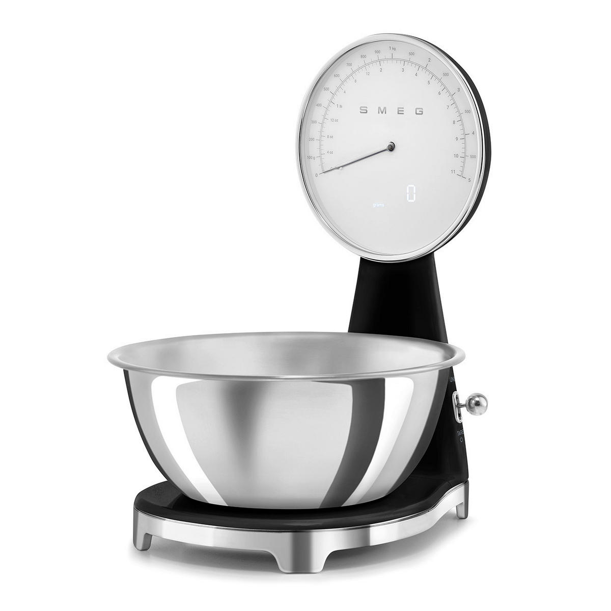 ELEKTRISCHE KÜCHENWAAGE 50's Style  - Schwarz Hochglanz, Trend, Kunststoff (18/31.5/25cm) - SMEG