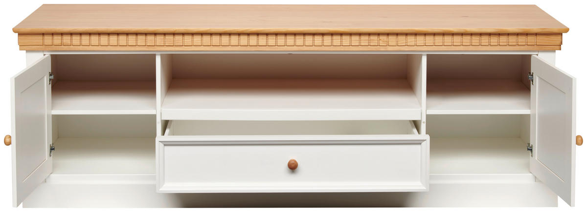 LOWBOARD 191/64/55 cm  - Naturfarben/Weiß, ROMANTIK / LANDHAUS, Holz (191/64/55cm) - MID.YOU